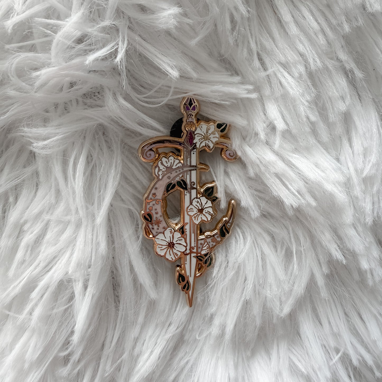 Celestial Moonflower Sword Enamel Pin