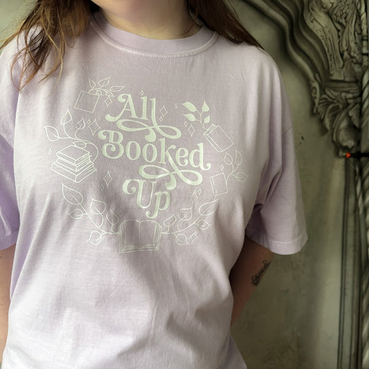 All Booked Up Orchid Comfort Colors Tee [Sample]