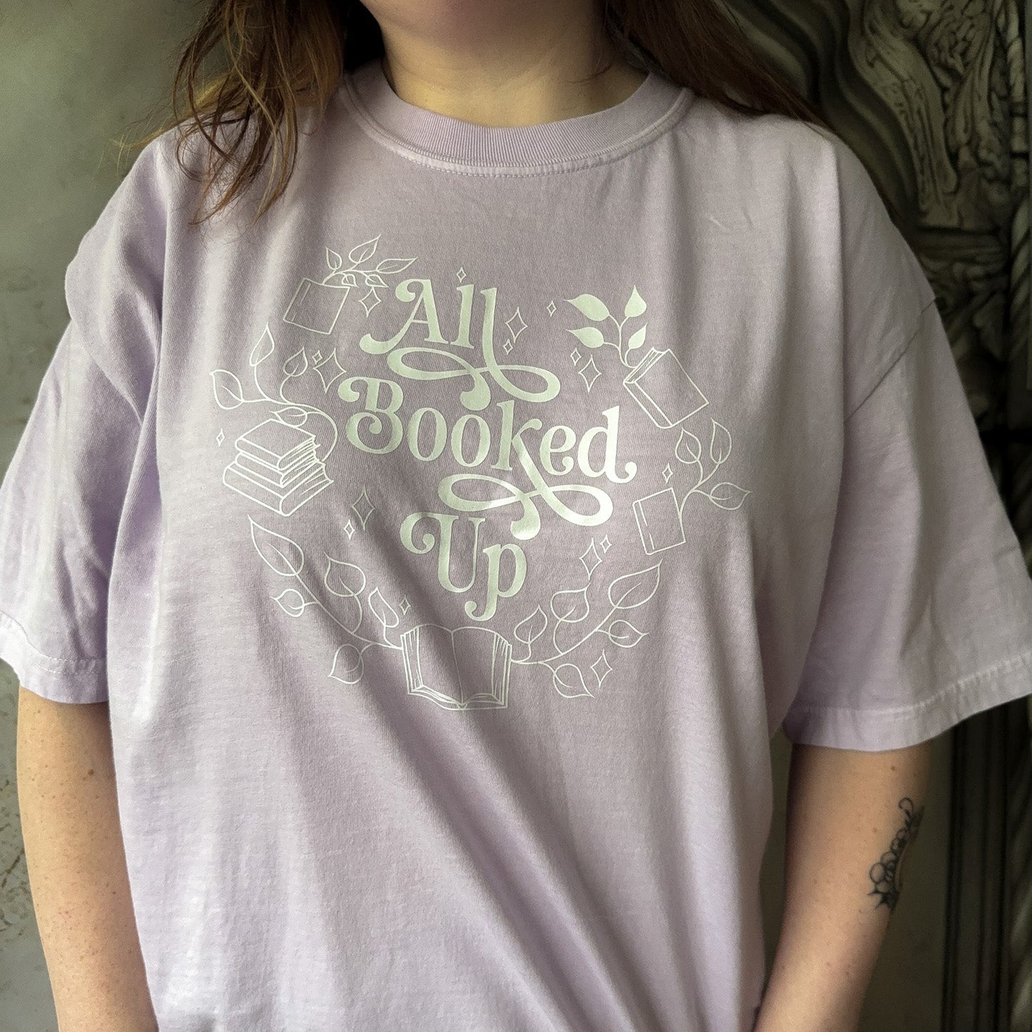 All Booked Up Orchid Comfort Colors Tee [Sample]